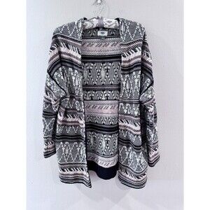 Old Navy Womens Open Cardigan Textured Knit Black White Brown Small Oversized